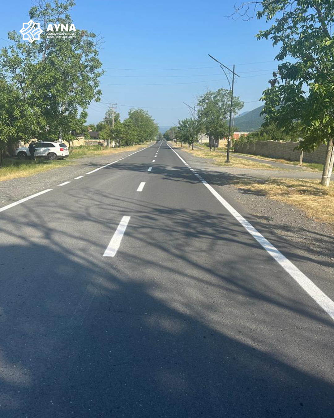 Qax rayonunda yol nişanlanma işləri aparılır