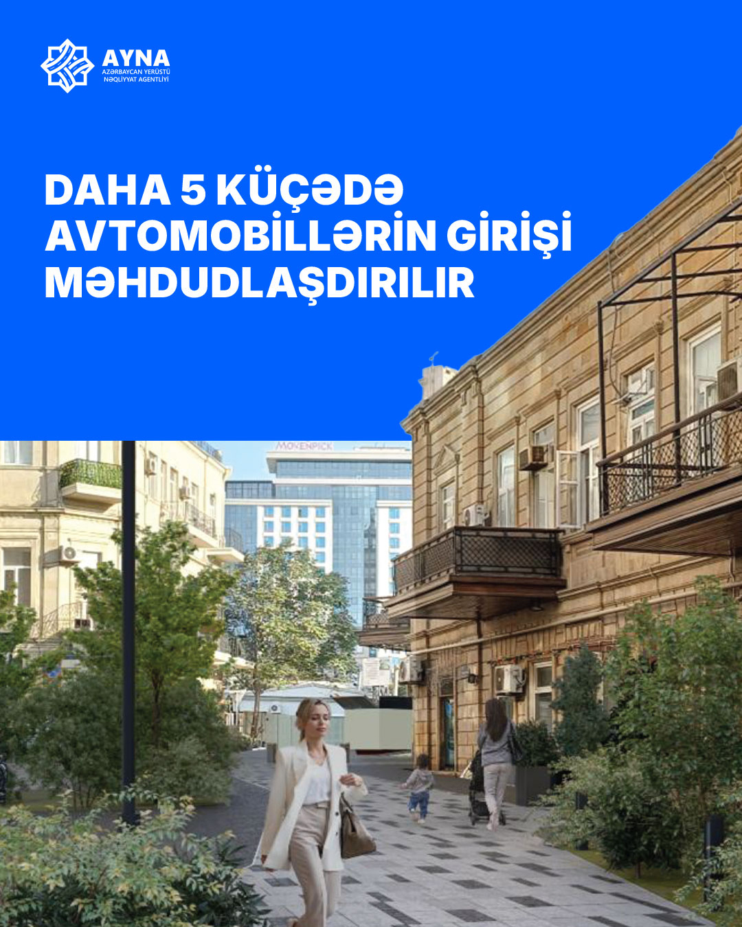 Xaqani bağı və Fəvvarələr meydanından Qış parkına və Mərkəzi parka iki piyada marşrutu formalaşdırılır
